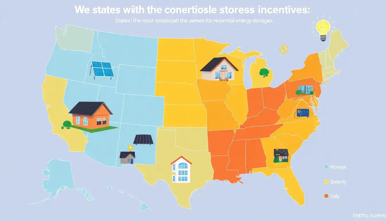 Which states offer the most generous incentives for residential energy storage