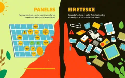 How do the health risks of toxic metals in solar panels compare to other electronic waste