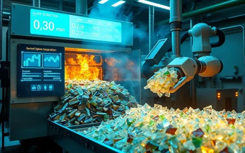 How does the pyrolysis process improve glass separation efficiency