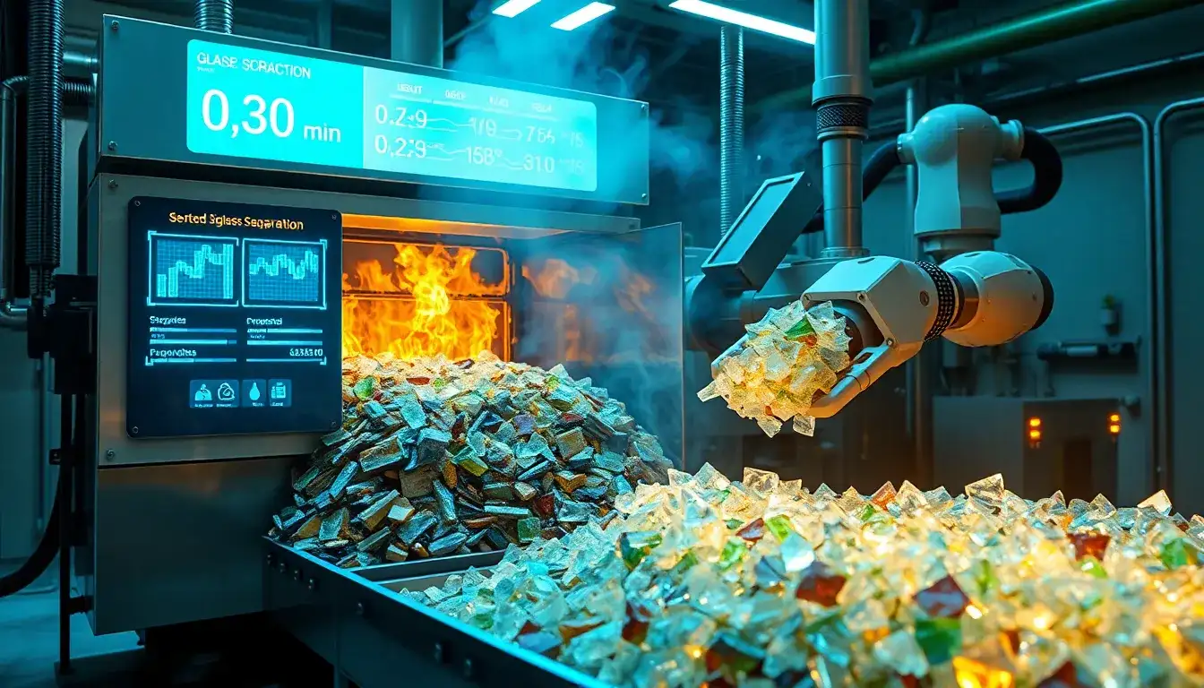 How does the pyrolysis process improve glass separation efficiency