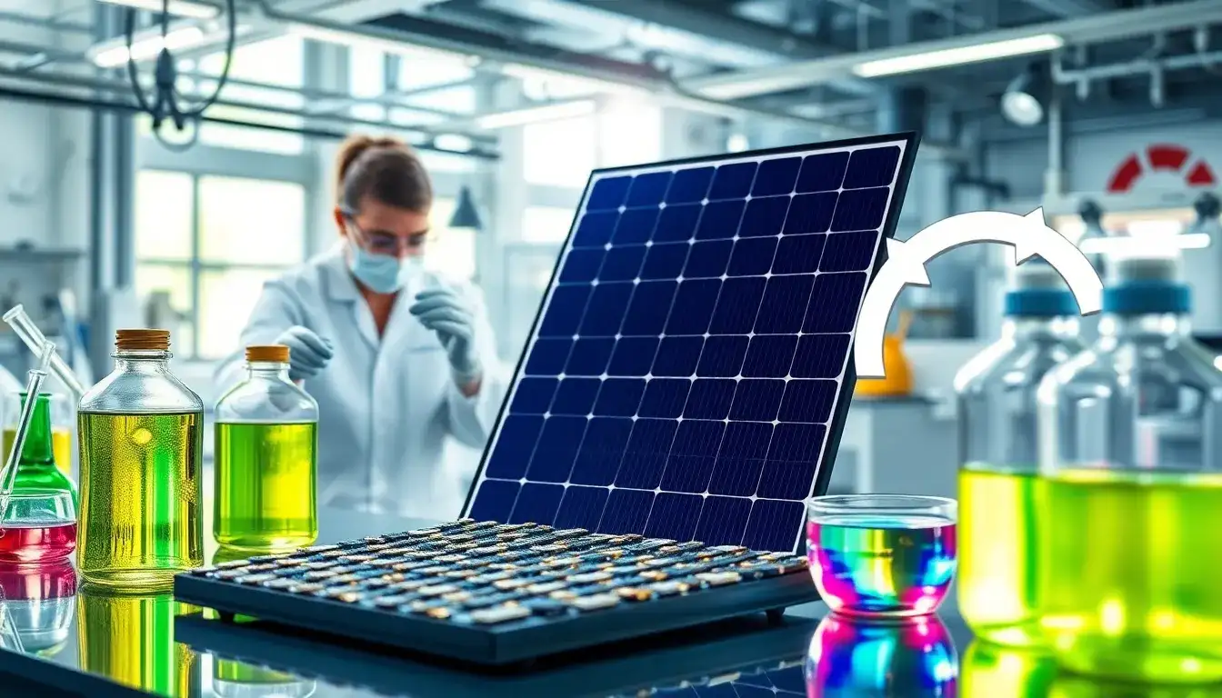 How does the use of organic solvents impact the recycling of solar panels
