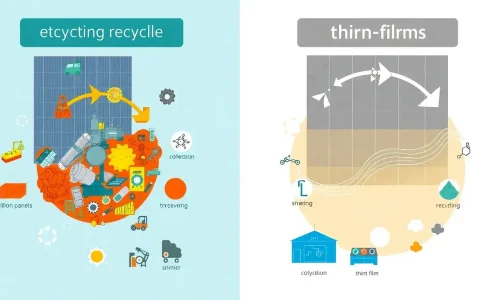 How does the recycling process differ between silicon-based and thin-film solar panels