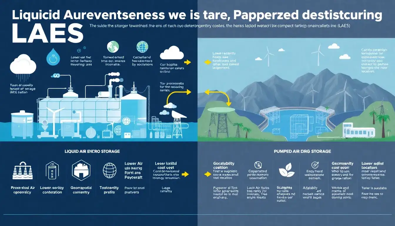 What are the main advantages of liquid air energy storage over pumped hydro storage