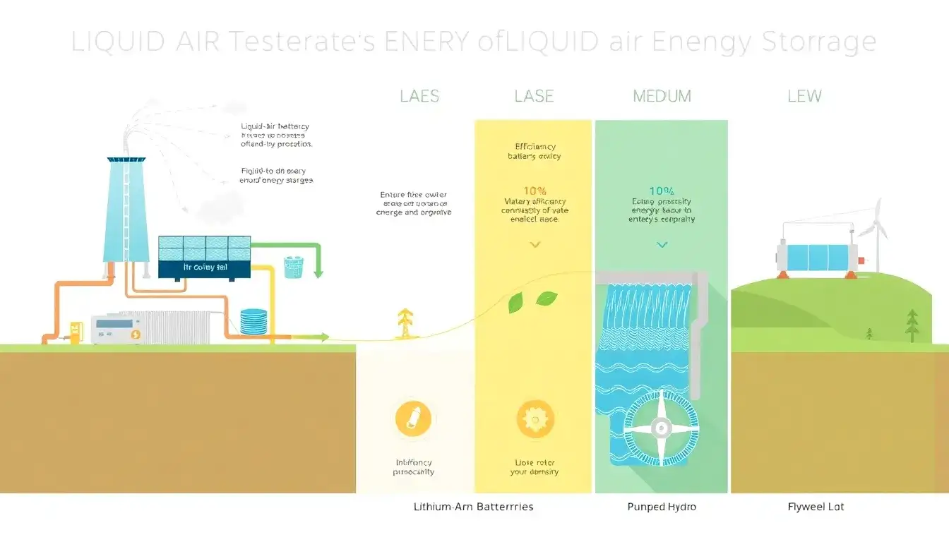 How does the efficiency of LAES systems compare to other energy storage technologies