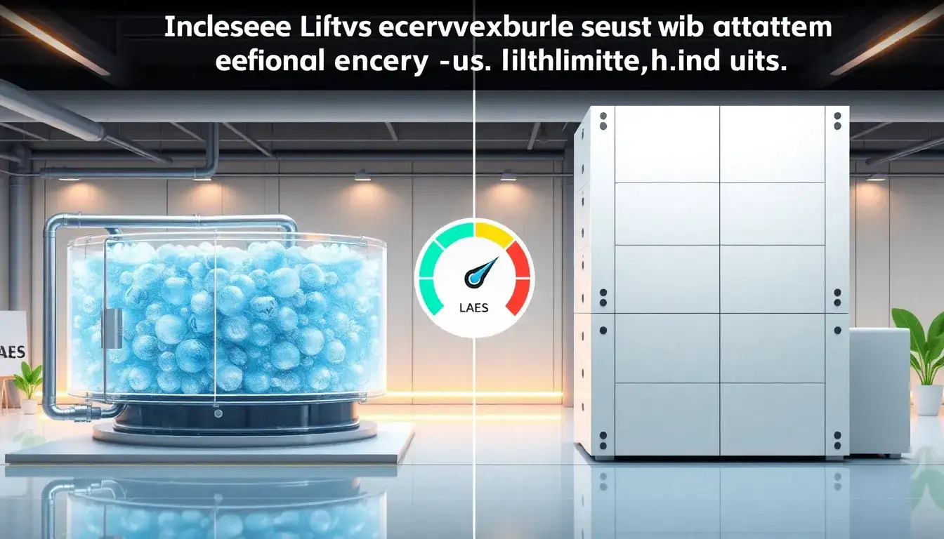 How does the efficiency of LAES compare to lithium-ion batteries