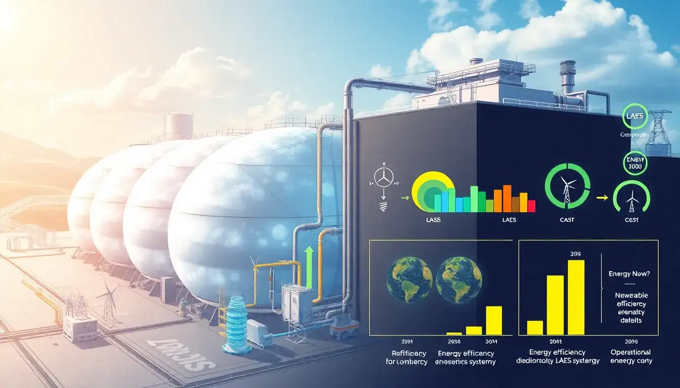 How does the efficiency of LAES impact its overall cost-effectiveness