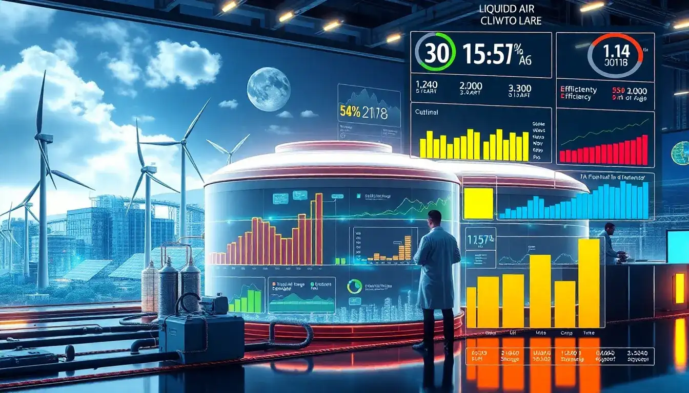 How does the efficiency of liquid air energy storage compare to other grid-scale energy storage technologies