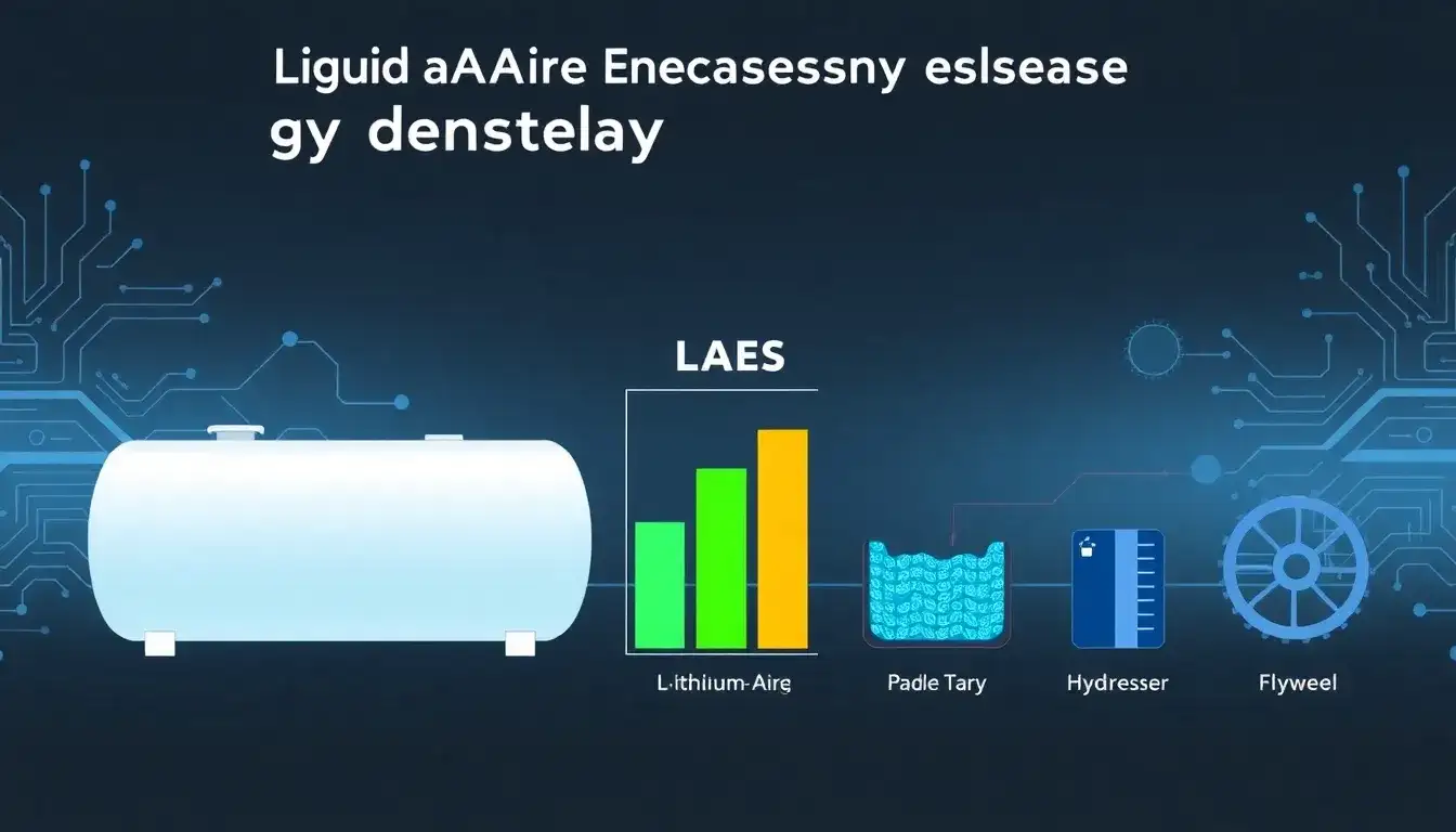 How does the energy density of LAES compare to other energy storage systems