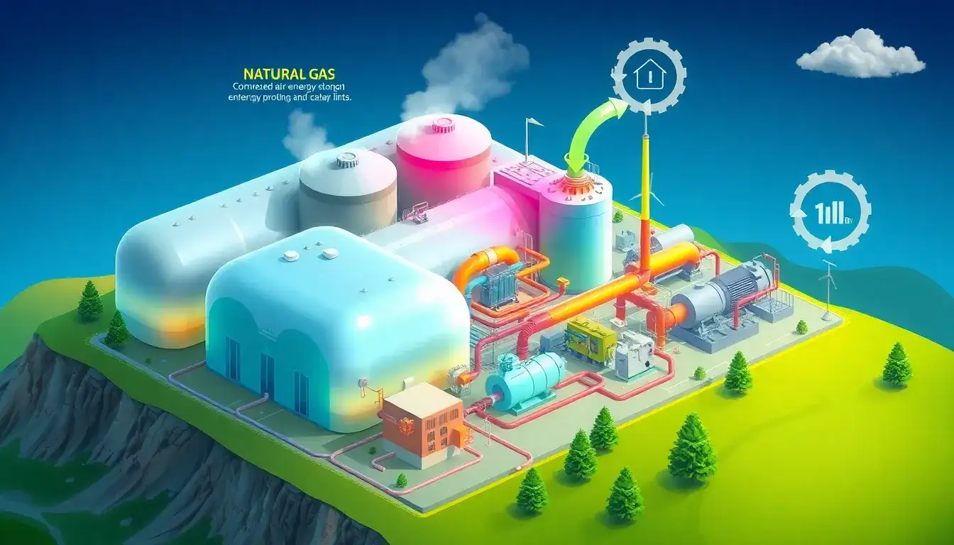 How does the use of natural gas in CAES plants affect their overall efficiency