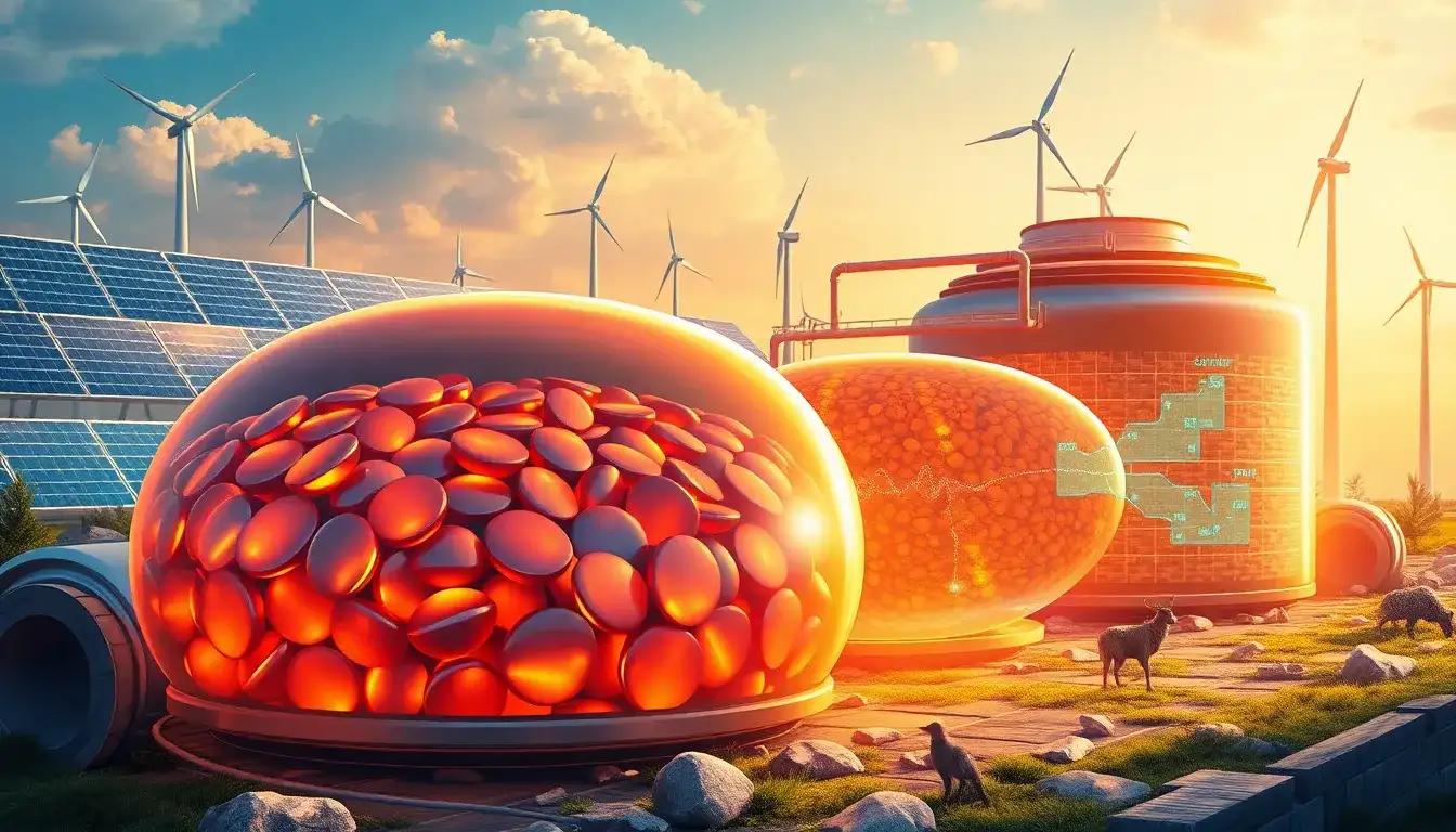What are the main advantages of using pebbles or copper slags in thermal energy storage