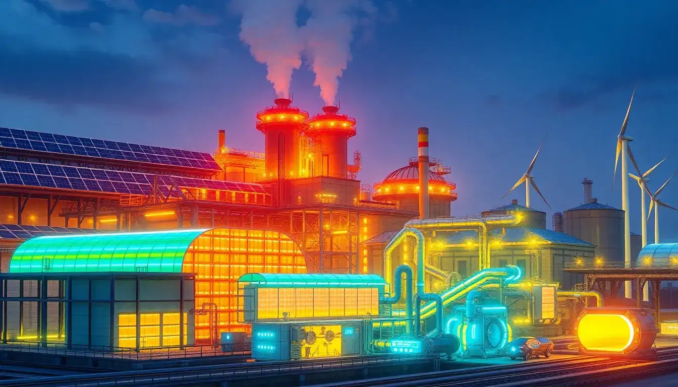 How does thermal energy storage contribute to the decarbonization of heavy industries like cement and steel