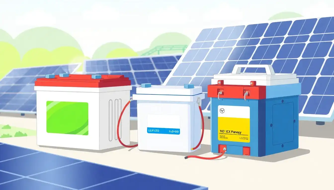 What types of batteries are most commonly used with solar panels