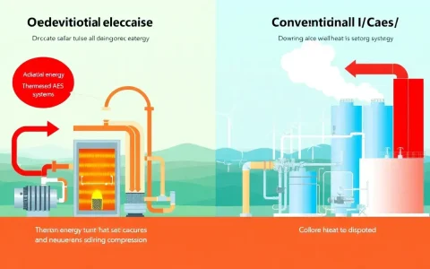 How do adiabatic CAES systems differ from conventional CAES in terms of thermal energy management