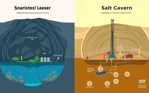 How do depleted natural gas reservoirs compare to salt caverns in terms of safety for CAES