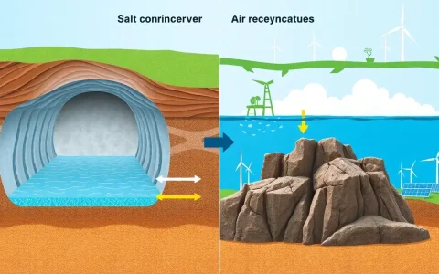 What are the differences between using salt caverns and depleted natural gas reservoirs for compressed air energy storage