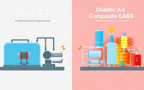 What are the main differences between adiabatic and diabatic CAES systems