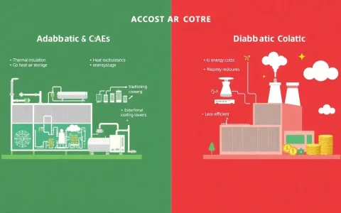 How does the cost of adiabatic CAES systems compare to diabatic CAES systems