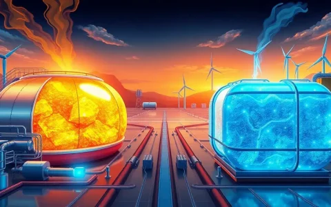How does molten salt compare to hot oil for thermal storage in CAES systems
