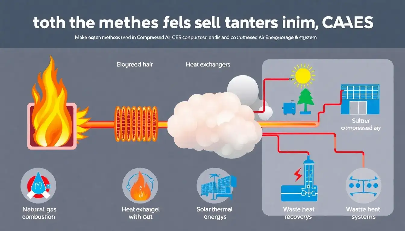 What are the main methods used to heat the air in CAES systems