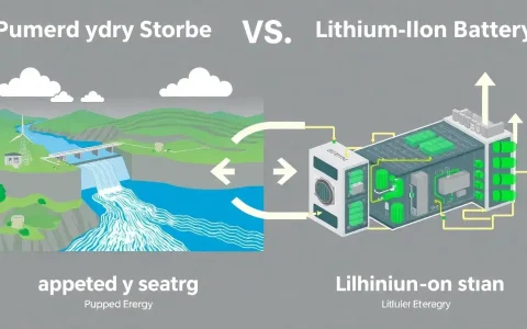 How does the efficiency of pumped hydro storage compare to lithium-ion batteries