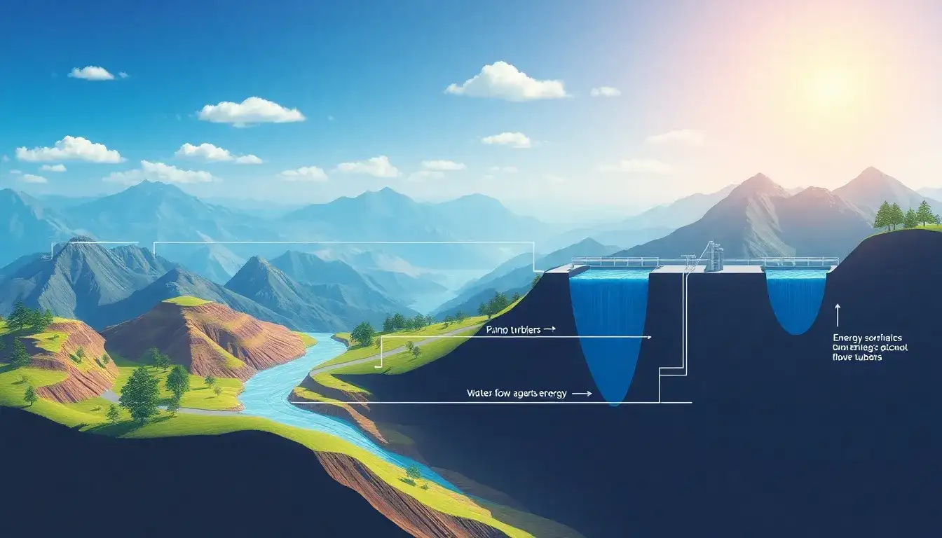 How does geography impact the efficiency of pumped hydro storage
