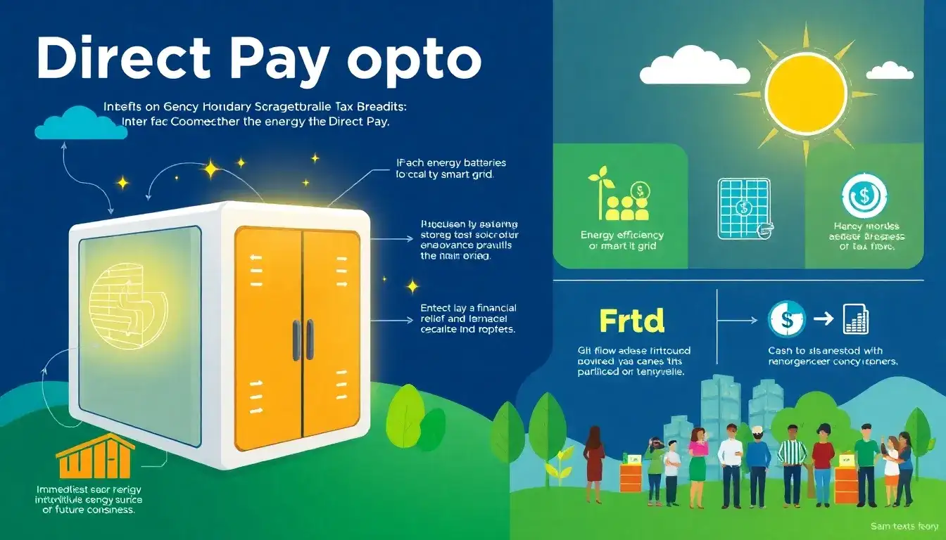 What are the benefits of the direct pay option for energy storage tax credits