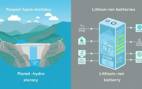 How does the round-trip efficiency of pumped hydro storage compare to lithium-ion batteries