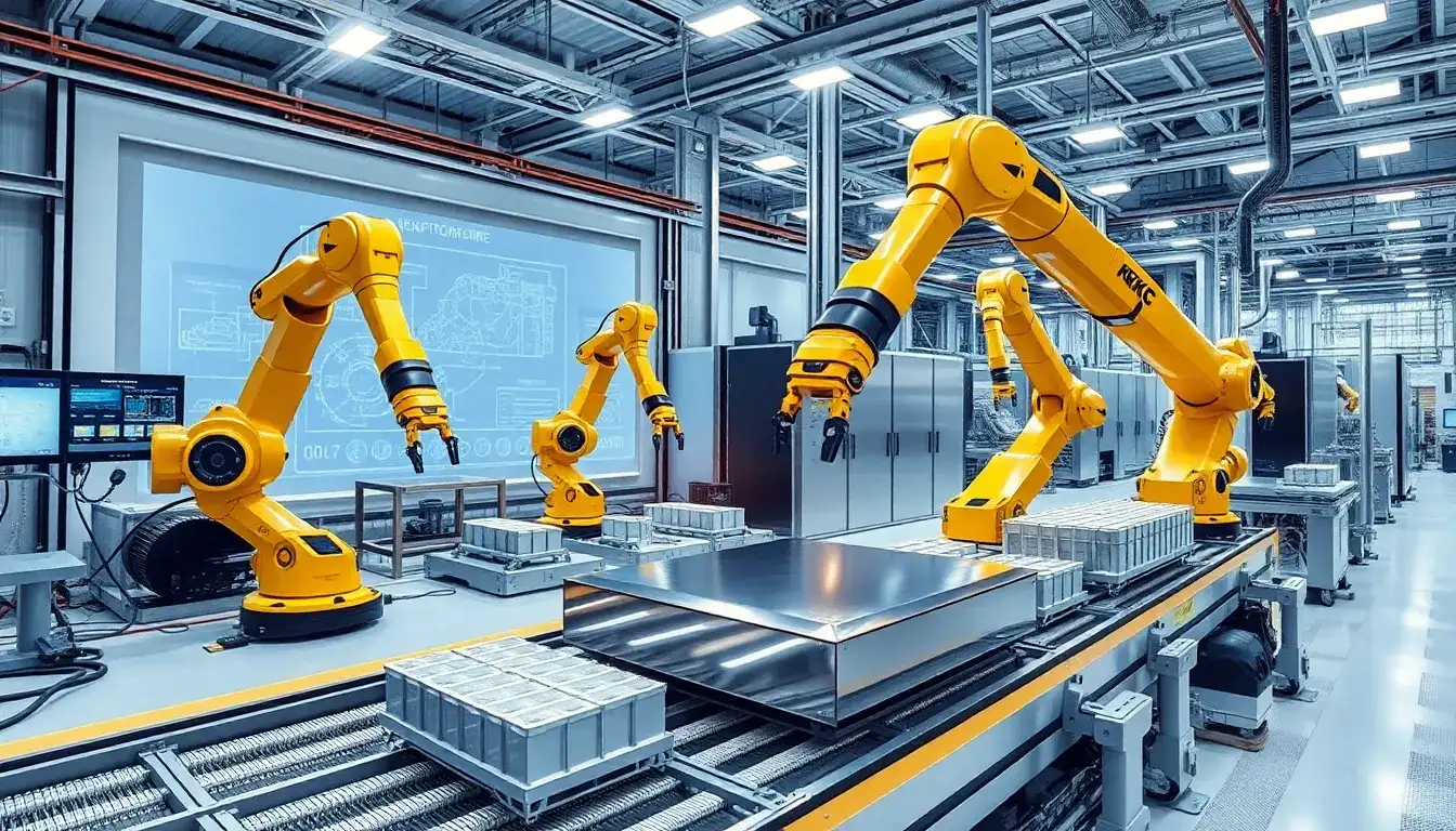 How do companies like KUKA and FANUC contribute to the automation of solid-state battery production