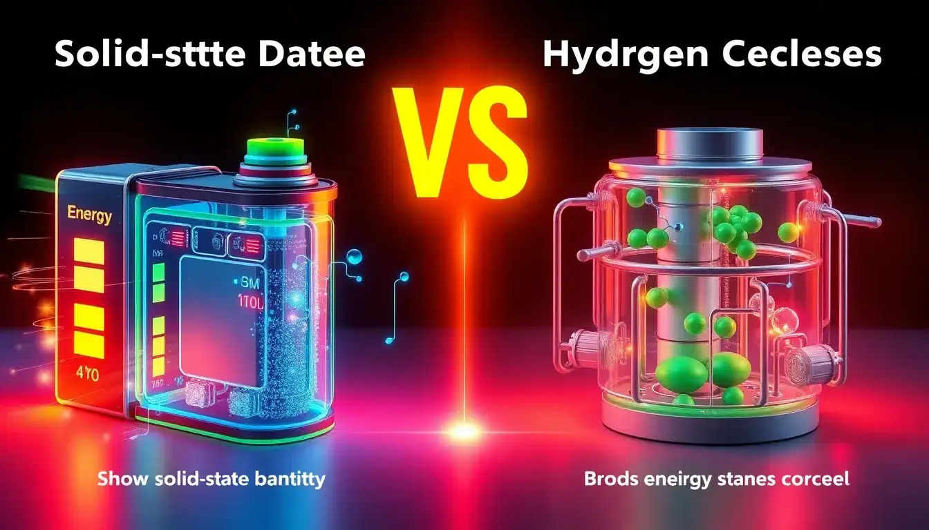 How do solid-state batteries compare to hydrogen fuel cells in terms of energy storage