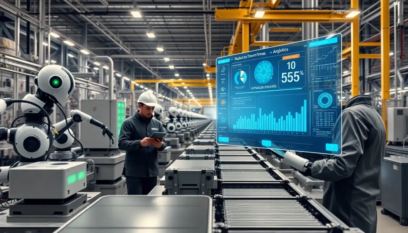 How does AI-driven root cause analysis contribute to reducing downtime in battery manufacturing