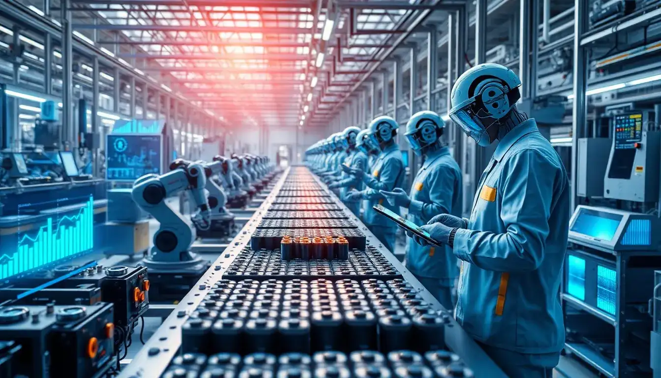 How does machine learning improve the efficiency of battery production