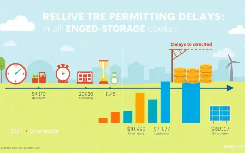 How do permitting delays impact the overall cost and timeline of energy storage projects
