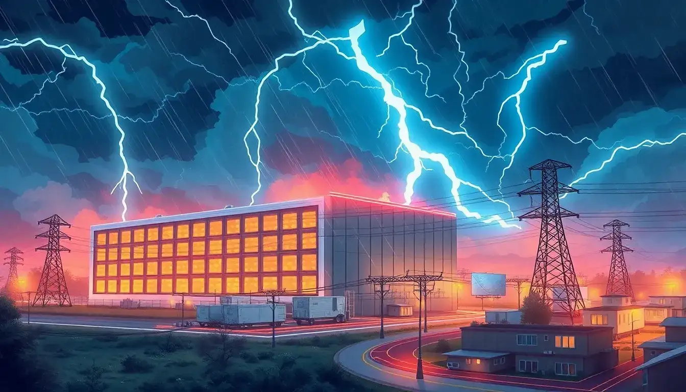 How does grid-scale energy storage help during severe weather events