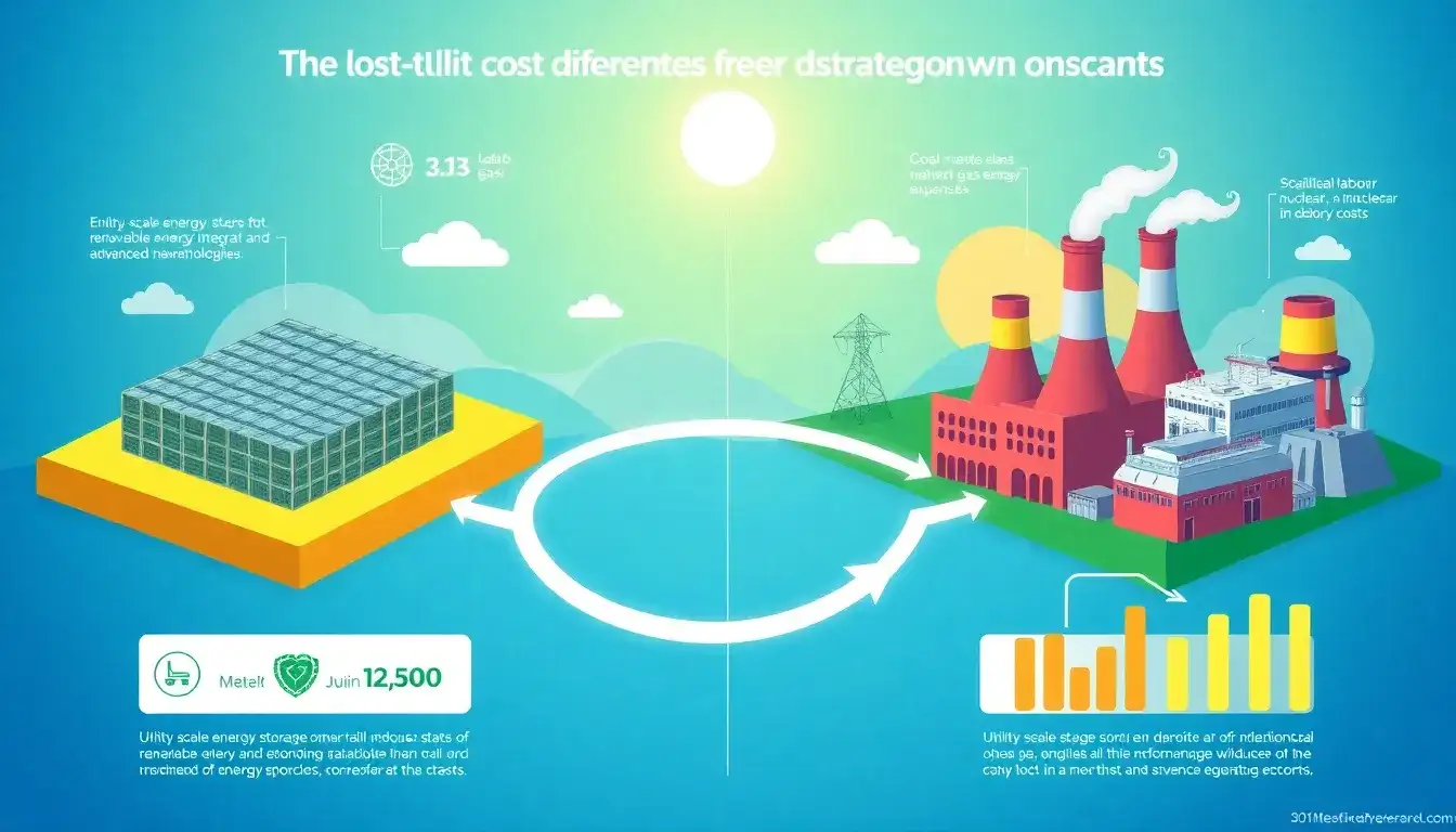 What are the main factors driving the cost differences between utility-scale energy storage and traditional power plants