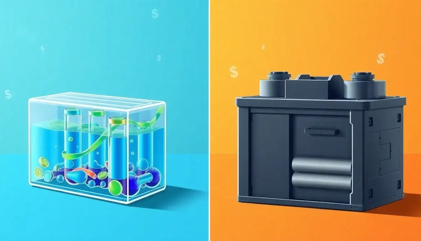 How do the costs of flow batteries compare to traditional lead-acid batteries