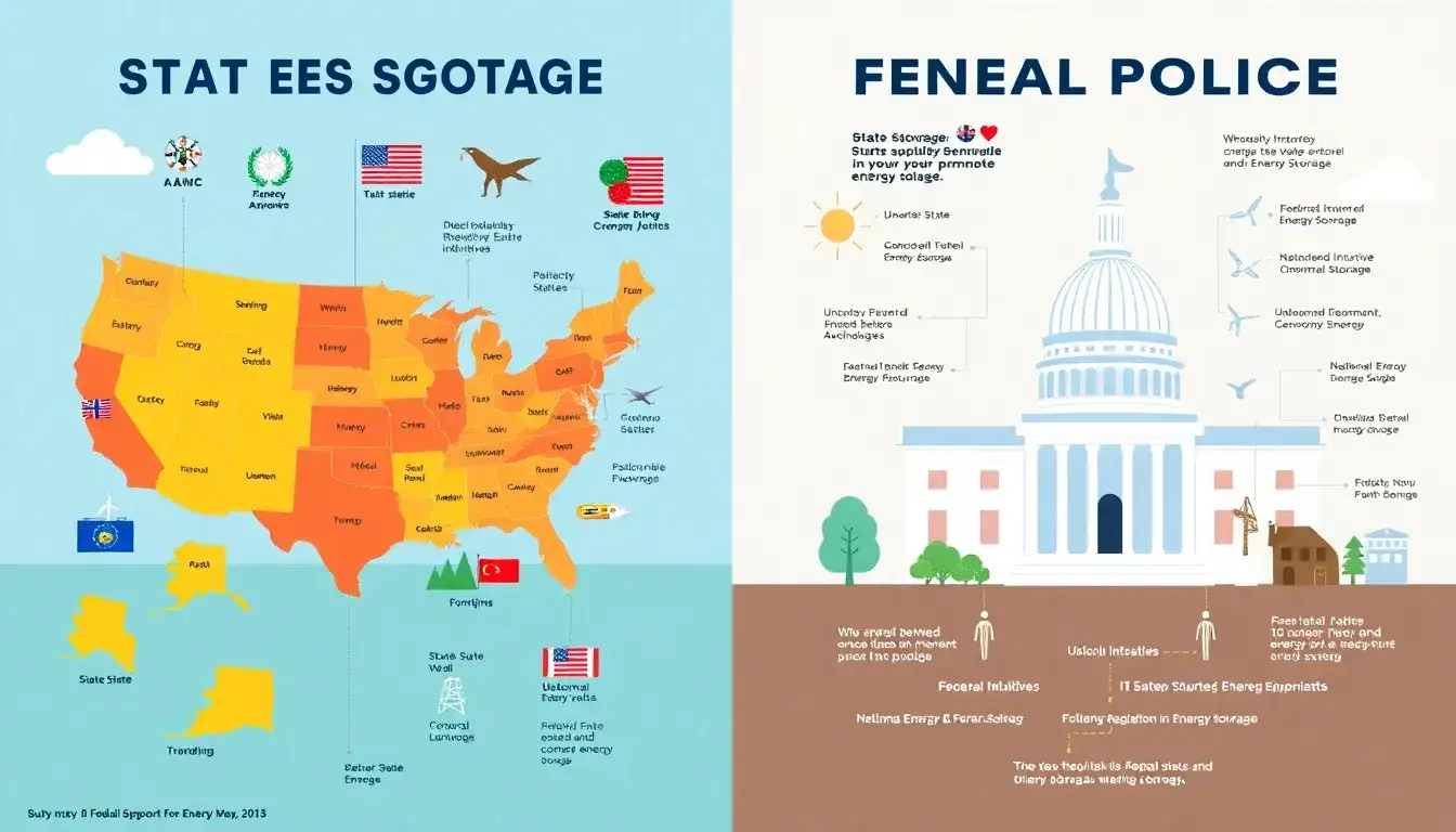How do state-level policies differ from federal policies in supporting energy storage