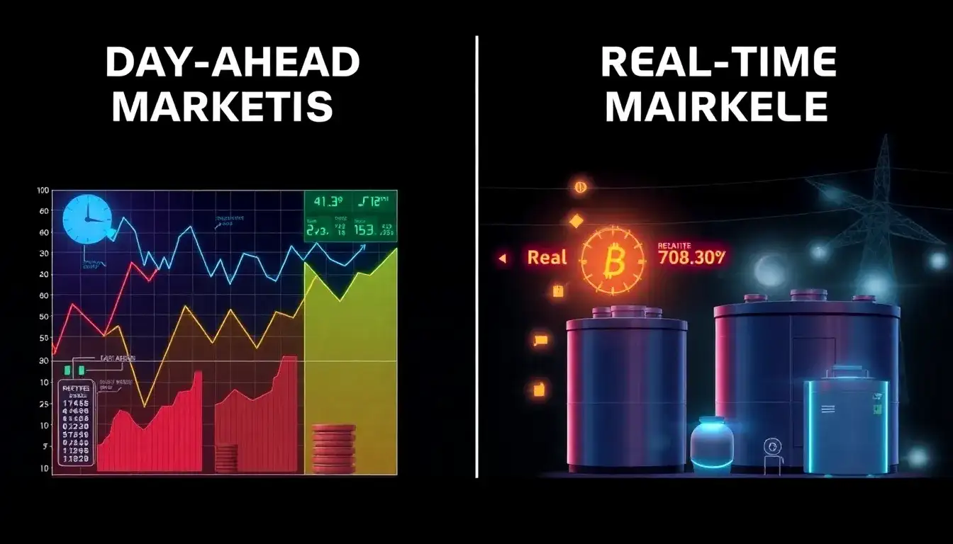 How do day-ahead and real-time markets differ in their impact on energy storage