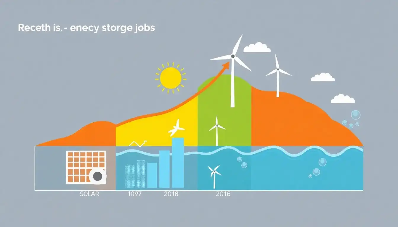 How does the growth of energy storage jobs compare to other renewable energy sectors