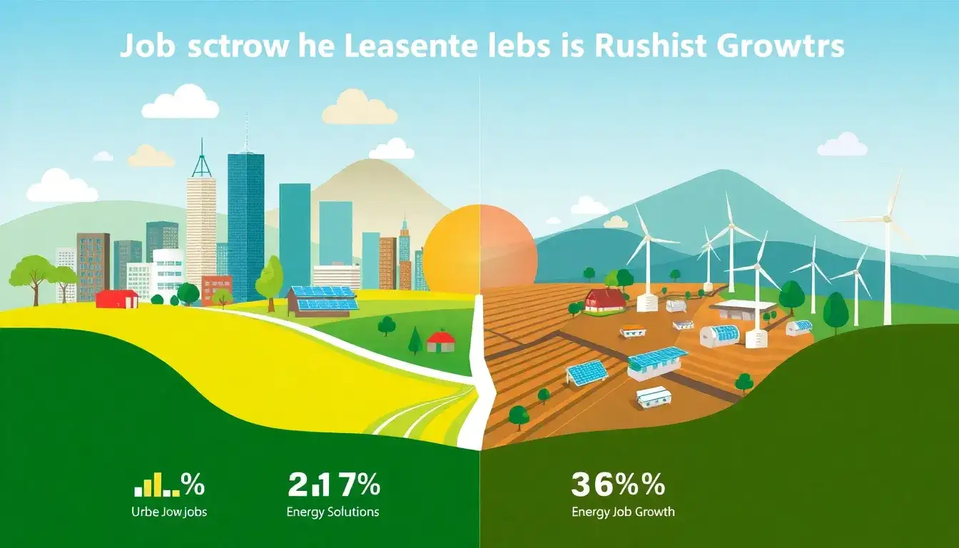 How do job growth rates in energy storage vary between urban and rural areas