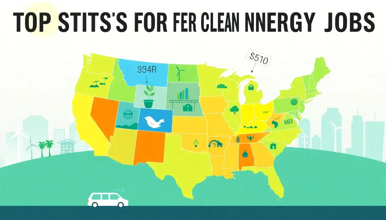 What are the top states for clean energy jobs overall