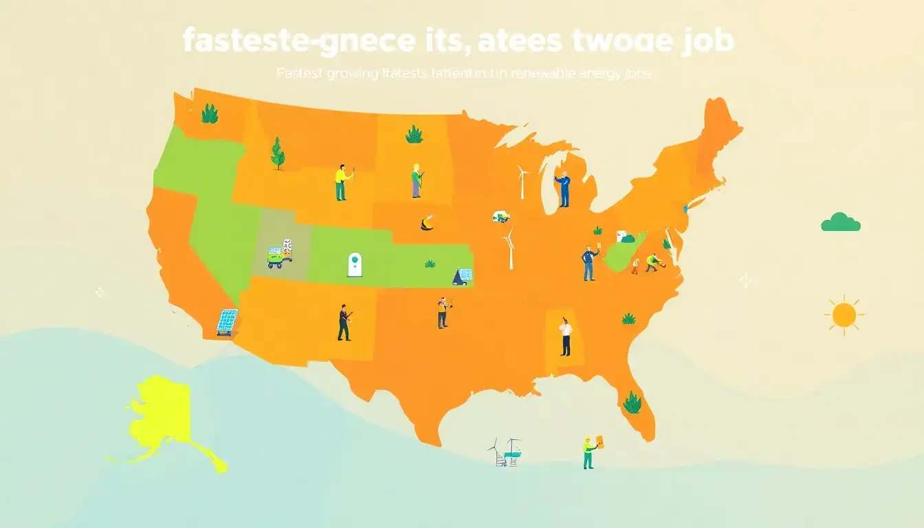 Which states have the fastest growth in renewable energy jobs