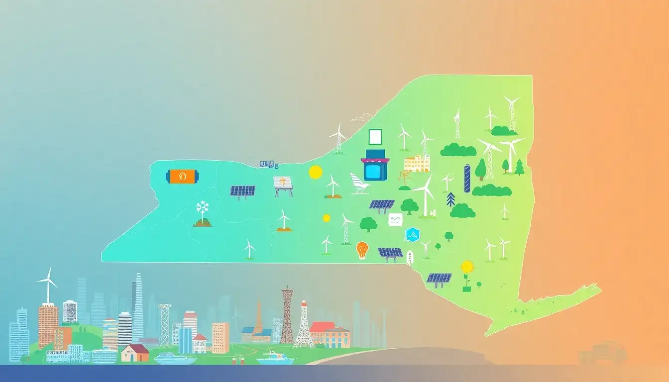 Which cities in New York State have the highest concentration of energy storage jobs