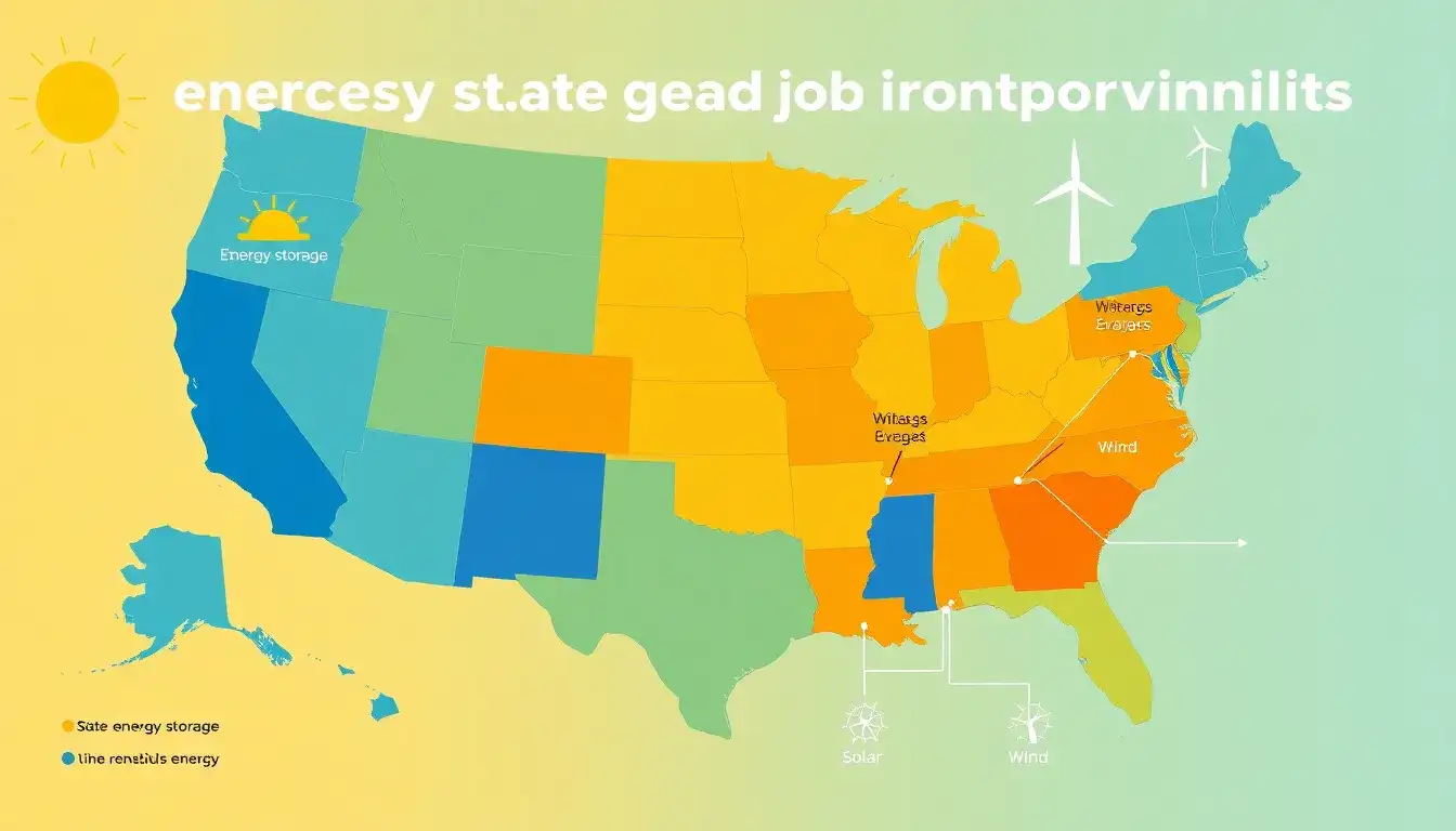How do energy storage job opportunities compare to solar and wind jobs in these states