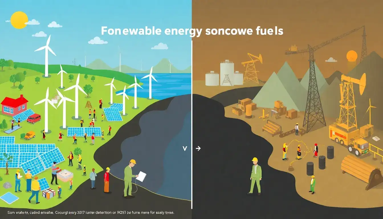 How do subsidies for renewable energy compare to those for fossil fuels in terms of job creation