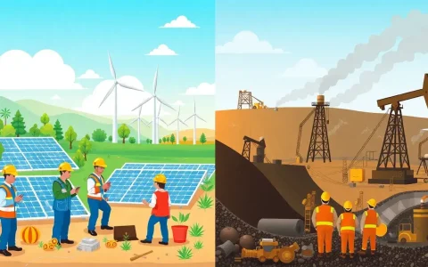 How do renewable energy jobs compare to traditional fossil fuel jobs in terms of pay and benefits