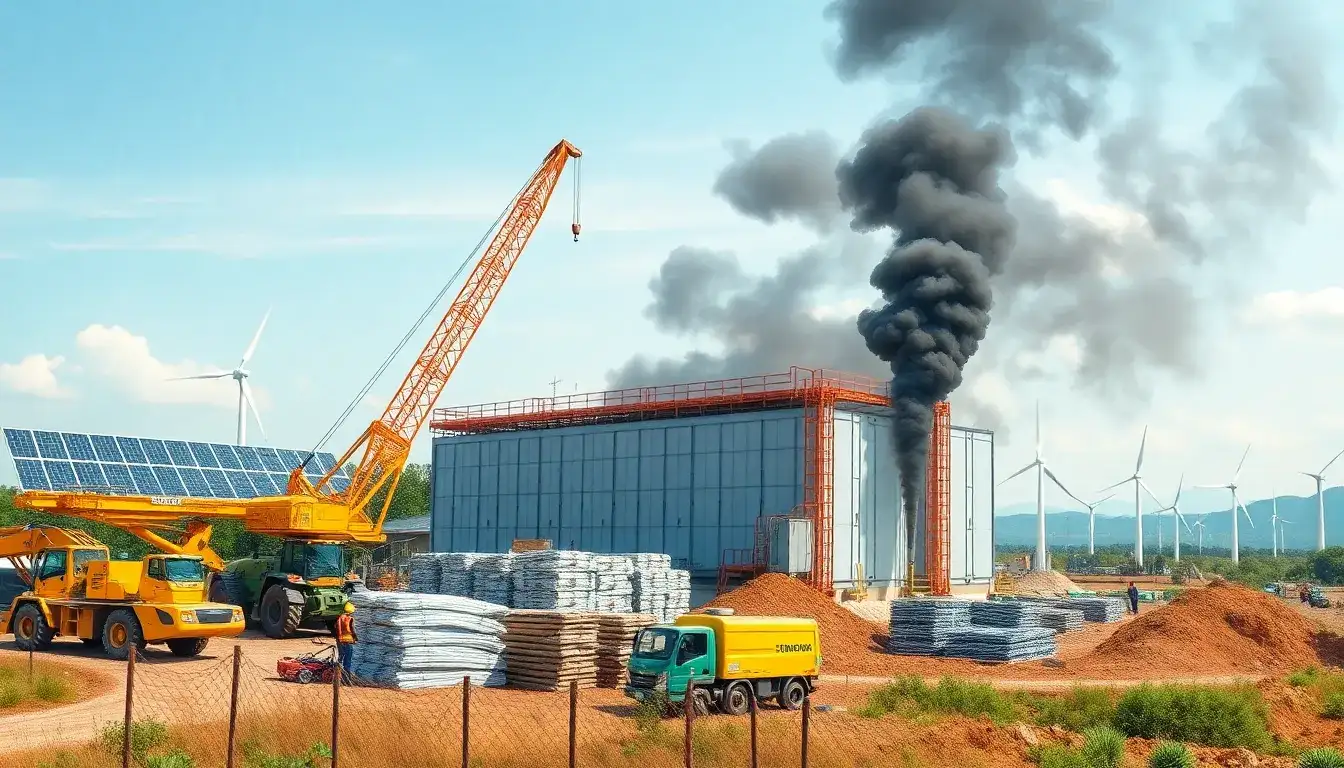 How does the construction process of energy storage facilities impact their overall emissions