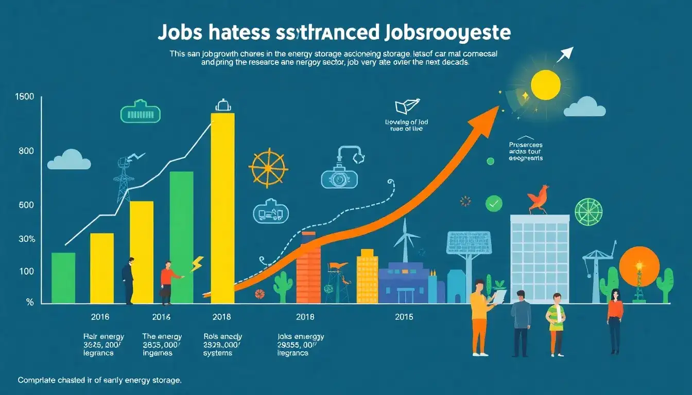 What are the projected job growth rates in the energy storage sector over the next decade