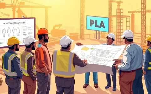 How do PLAs influence labor-management relations on construction sites