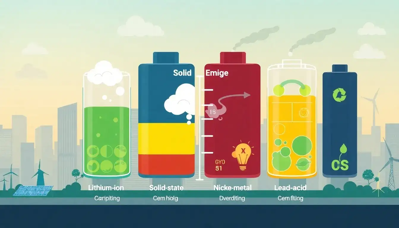 How do different battery technologies compare in terms of emissions