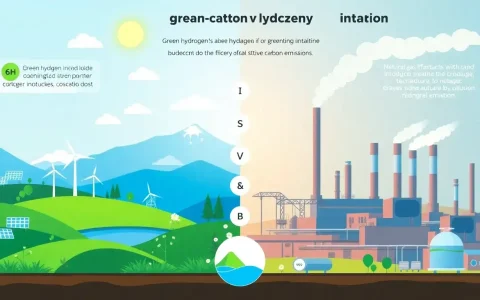 How does green hydrogen compare to blue hydrogen in terms of emissions reduction